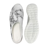 White Dark Grey Marble Print Mesh Casual Shoes