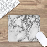 White Dark Grey Marble Print Mouse Pad