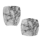 White Dark Grey Marble Print Office Chair Cover