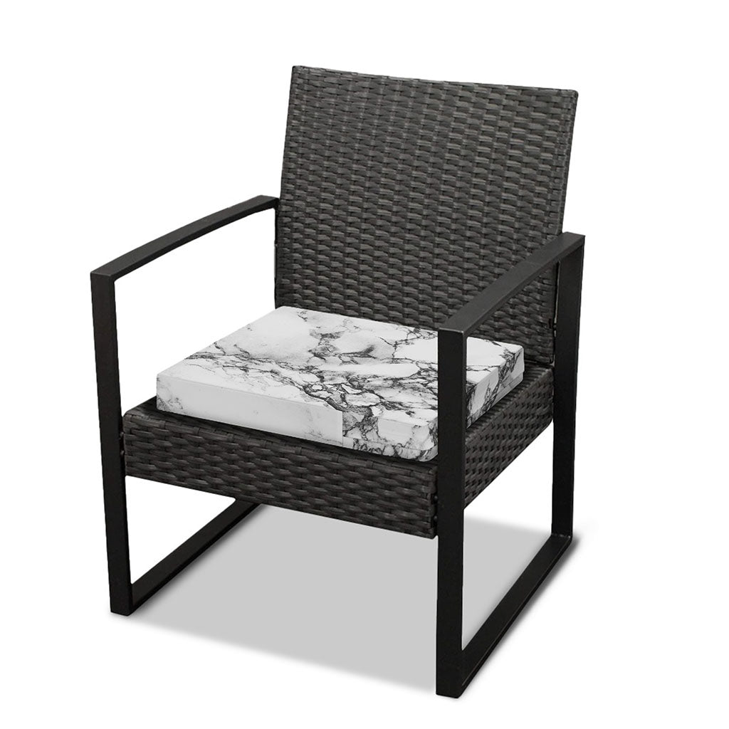 White Dark Grey Marble Print Outdoor Seat Cushion Cover