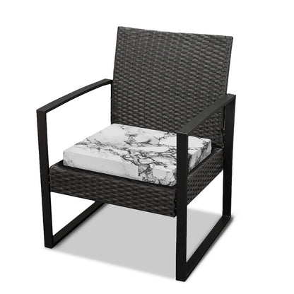 White Dark Grey Marble Print Outdoor Seat Cushion Cover