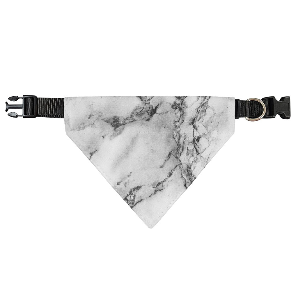 White Dark Grey Marble Print Over The Collar Dog Bandana