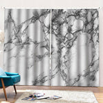 White Dark Grey Marble Print Pencil Pleat Curtains