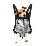 White Dark Grey Marble Print Pet Carrier Backpack
