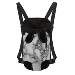 White Dark Grey Marble Print Pet Carrier Backpack