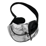 White Dark Grey Marble Print Pet Sling Carrier