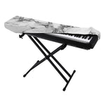 White Dark Grey Marble Print Piano Keyboard Cover