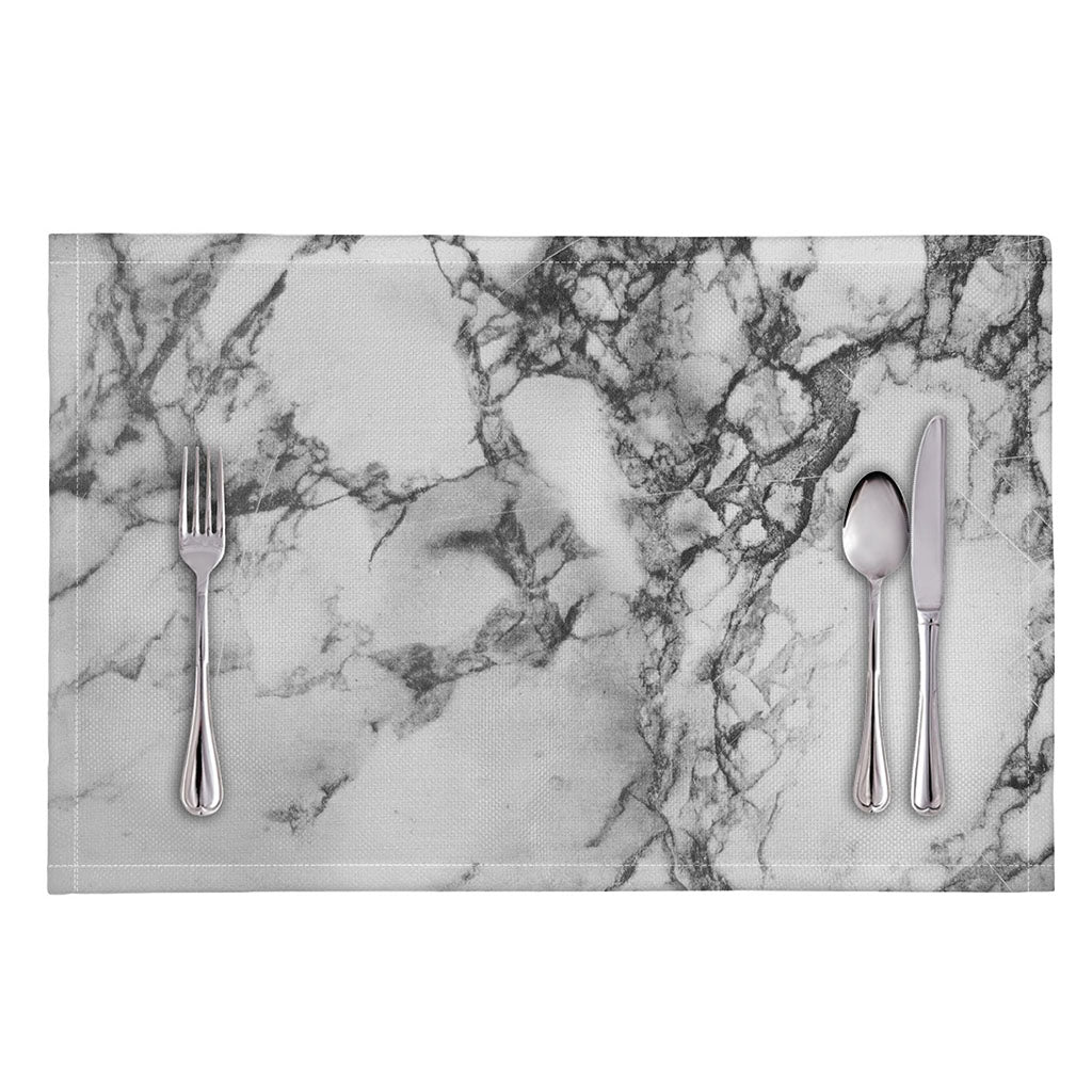 White Dark Grey Marble Print Placemat