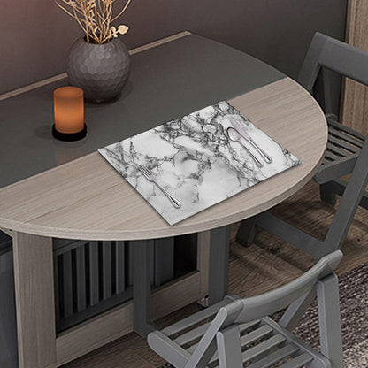 White Dark Grey Marble Print Placemat