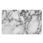 White Dark Grey Marble Print Polyester Doormat