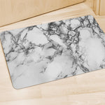 White Dark Grey Marble Print Polyester Doormat