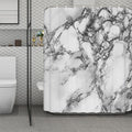 White Dark Grey Marble Print Polyester Shower Curtain