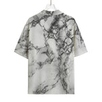 White Dark Grey Marble Print Rayon Hawaiian Shirt