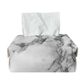 White Dark Grey Marble Print Rectangle Tissue Box Cover