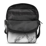 White Dark Grey Marble Print Rectangular Crossbody Bag