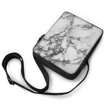 White Dark Grey Marble Print Rectangular Crossbody Bag