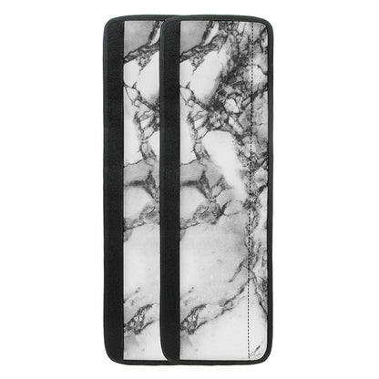 White Dark Grey Marble Print Refrigerator Handle Covers