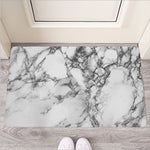 White Dark Grey Marble Print Rubber Doormat