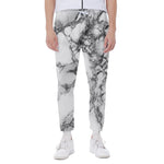White Dark Grey Marble Print Scuba Joggers