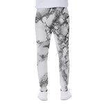 White Dark Grey Marble Print Scuba Joggers