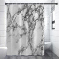 White Dark Grey Marble Print Shower Curtain