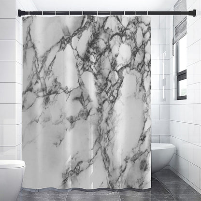 White Dark Grey Marble Print Shower Curtain