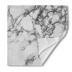 White Dark Grey Marble Print Silk Bandana