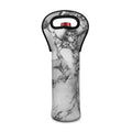 White Dark Grey Marble Print Single Neoprene Wine Tote