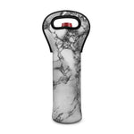 White Dark Grey Marble Print Single Neoprene Wine Tote