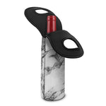 White Dark Grey Marble Print Single Neoprene Wine Tote
