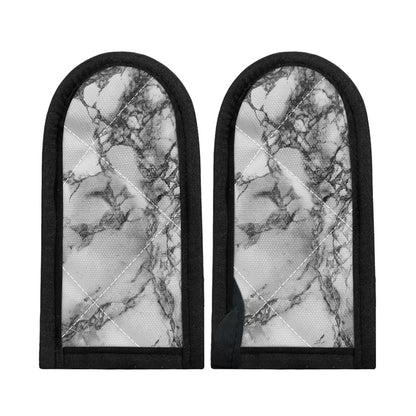 White Dark Grey Marble Print Skillet Handle Cover