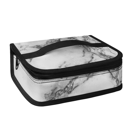 White Dark Grey Marble Print Small Lunch Bag