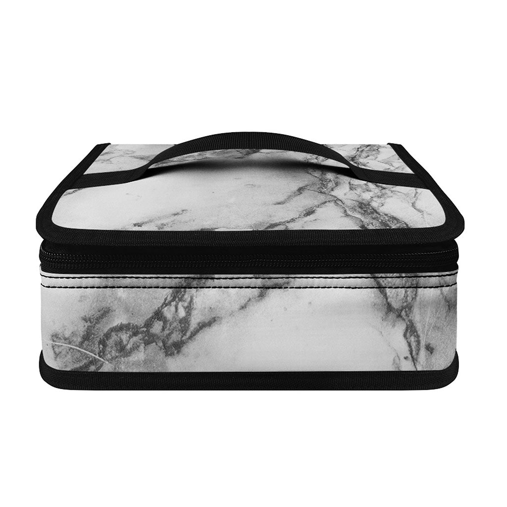 White Dark Grey Marble Print Small Lunch Bag