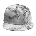 White Dark Grey Marble Print Snapback Cap