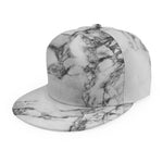 White Dark Grey Marble Print Snapback Cap