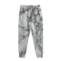 White Dark Grey Marble Print Sweatpants