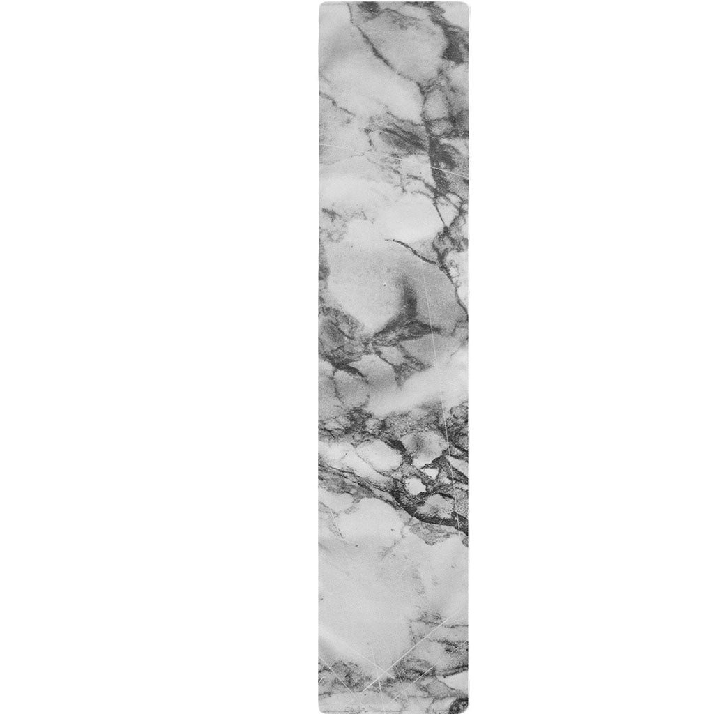 White Dark Grey Marble Print Table Runner