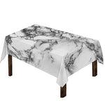 White Dark Grey Marble Print Tablecloth
