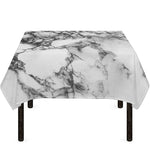 White Dark Grey Marble Print Tablecloth
