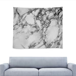 White Dark Grey Marble Print Tapestry