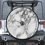 White Dark Grey Marble Print Tire Cover With Camera Hole