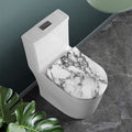 White Dark Grey Marble Print Toilet Lid Cover