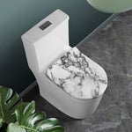 White Dark Grey Marble Print Toilet Lid Cover