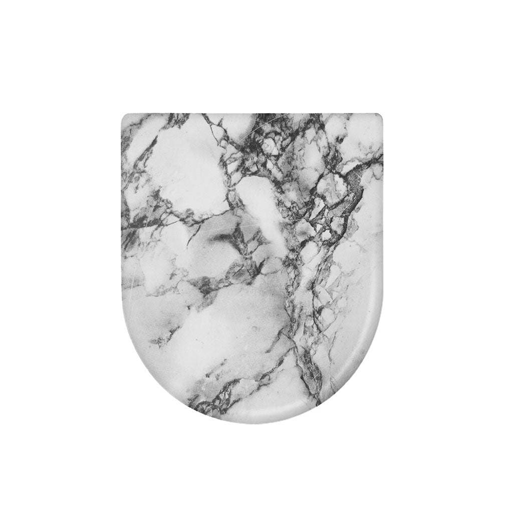White Dark Grey Marble Print Toilet Lid Cover