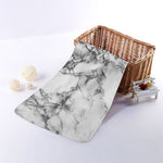 White Dark Grey Marble Print Towel