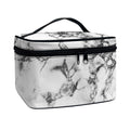 White Dark Grey Marble Print Travel Makeup Bag