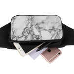 White Dark Grey Marble Print Waist Bag