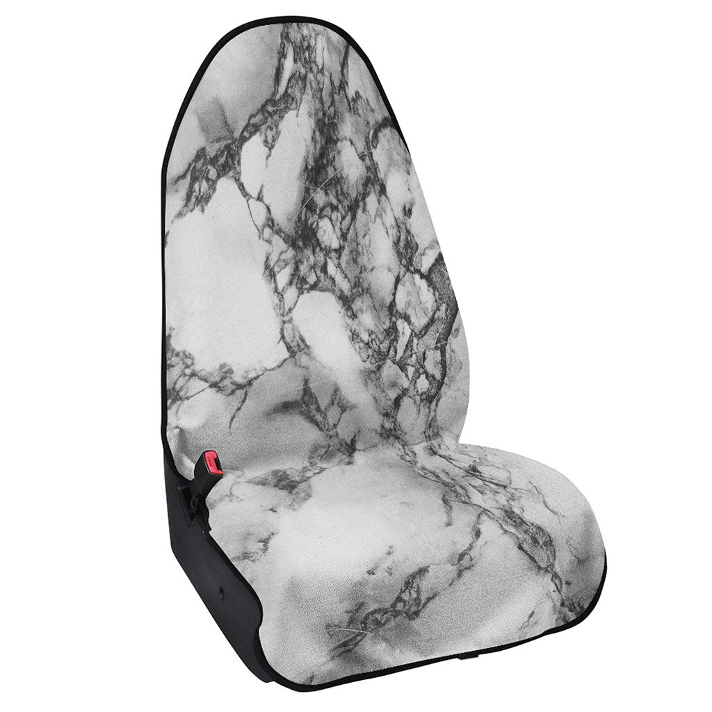 White Dark Grey Marble Print Waterproof Car Seat Cover