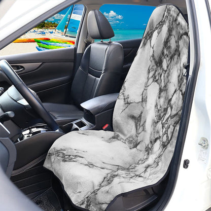 White Dark Grey Marble Print Waterproof Car Seat Cover