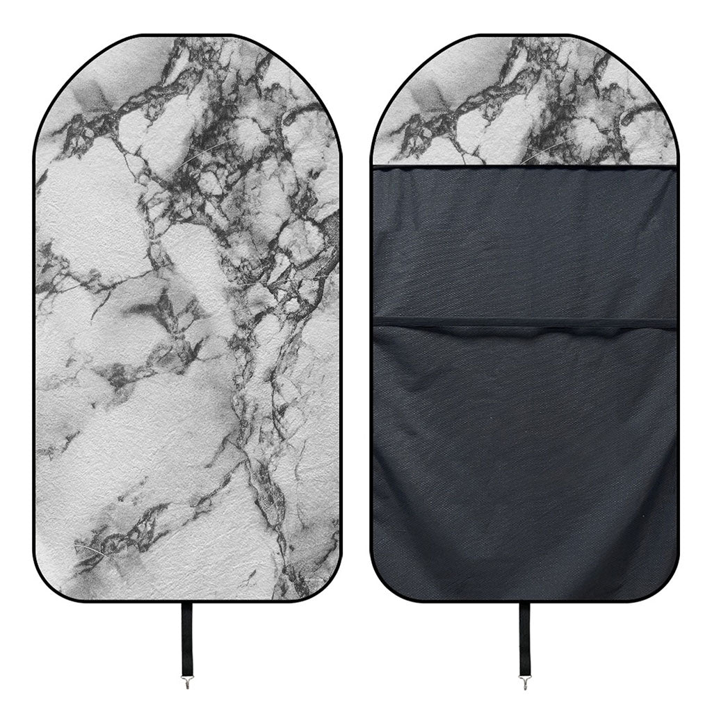 White Dark Grey Marble Print Waterproof Car Seat Cover